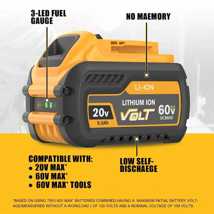 Replacement Battery For DeWalt 20V/60V MAX Li-ion Battery For DeWalt DCB547-XJ DCB200 DCB201 For Flexvolt Tool Batteries