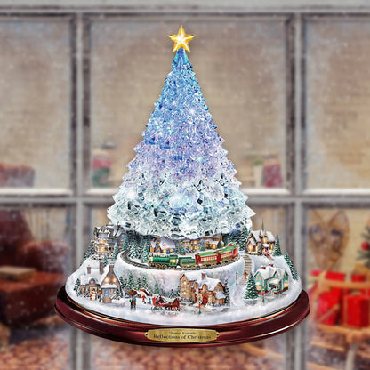 Christmas Tree Rotating Sculpture Train Decorations Paste Window Paste Stickers