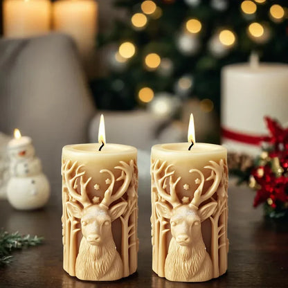 Christmas tree carving pattern candle reindeer, snowflake, Elk candle Christmas gifts