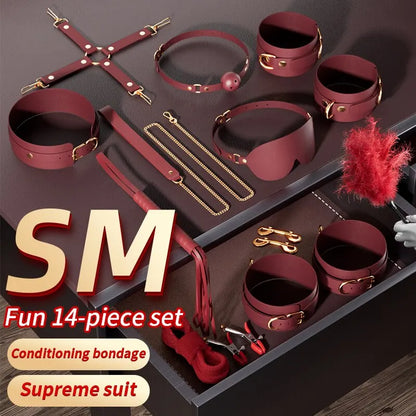 Adult SM Sex Products Kits Bondage Gear Collar Butt Oral Erotic Bundle Blindfold Whip Sex BDSM Sex Game for Couples