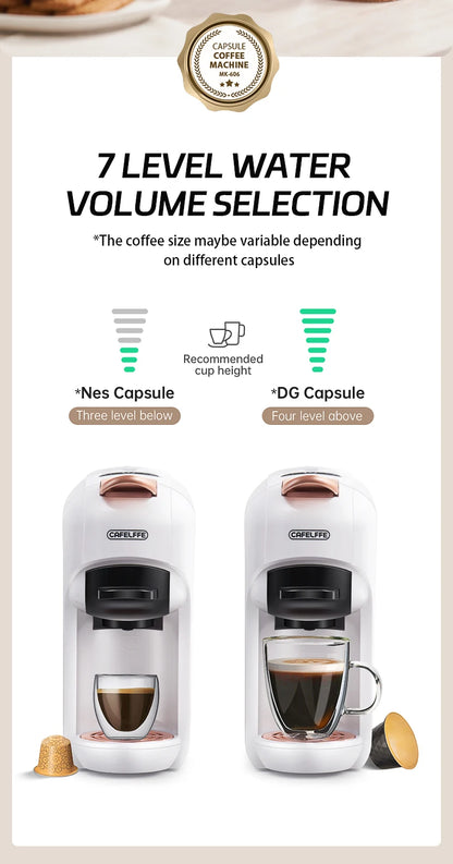 Cafelffe 5 in 1 Capsule Coffee Machine Fit Dolce gusto Nespresso Capsule ESE Pod Ground Coffee K-cup 19Bar Hot/Cold,gift-giving