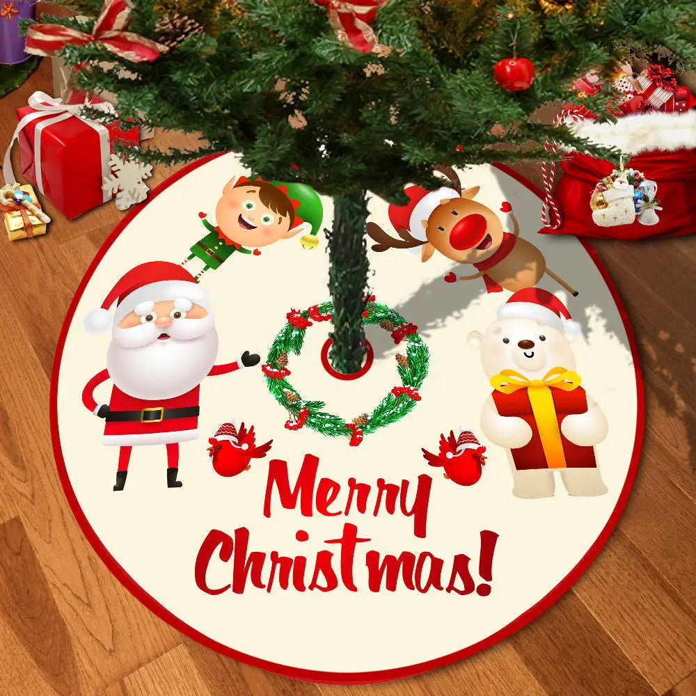 72/92/122Cm Christmas Tree Skirt Red Christmas Tree Foot Cover Santa Claus Snowflake Christmas Tree Carpet Base Mat Decorations