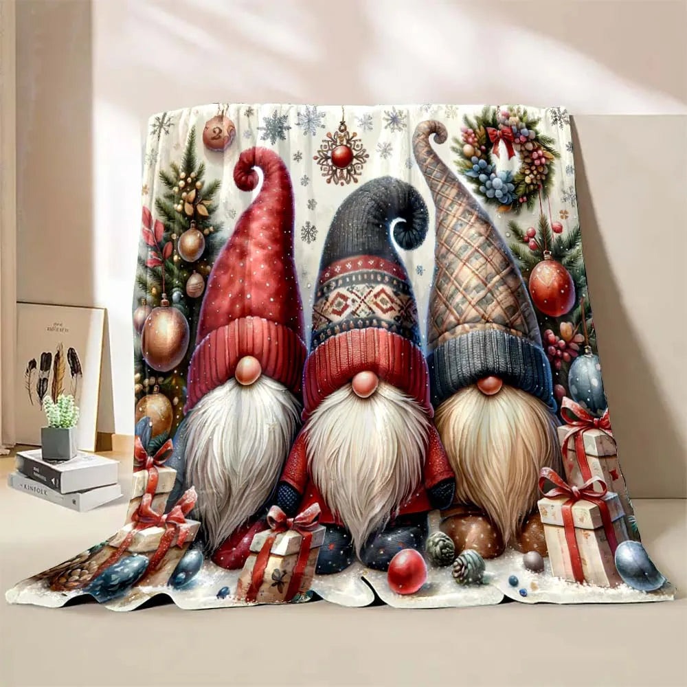 6 Sizes Gnome Christmas Printed Blanket Warm Soft and Comfortable Home Travel Blanket Sofa Bedding Cover Blanket Holiday Gifts