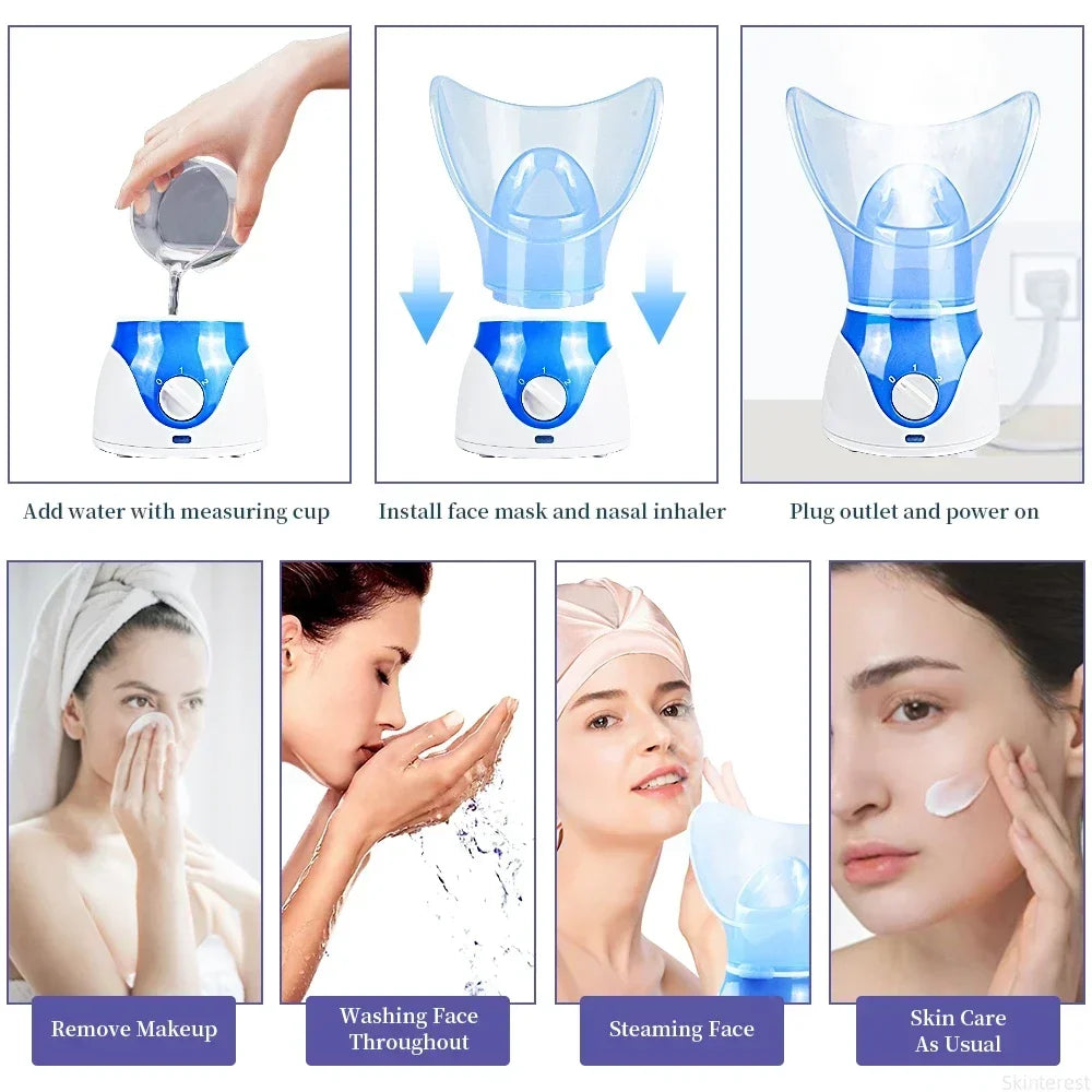 Multi-function Facial Steamer Humidifier Sprayer Moisturizing  Beauty SkinCare Deep Cleanse SPA Nano Ionic Hot Mist Face Steamer