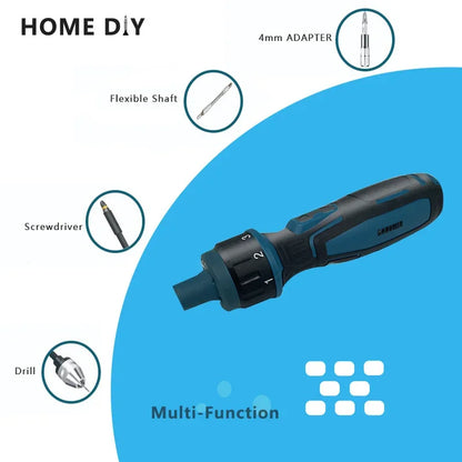 DONUMEH Cordless Electric Screwdriver 1300mah Li-ion Battery Rechargeable Mini Drill 3.6V Power Tools Set Household Maintenance