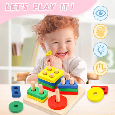 Montessori Wooden Rattles For Baby Crib Toys Baby Rattle Educational Musical Wooden Toys Children Games Baby Toys 0 12 Months