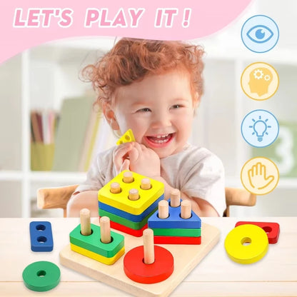 Montessori Wooden Rattles For Baby Crib Toys Baby Rattle Educational Musical Wooden Toys Children Games Baby Toys 0 12 Months