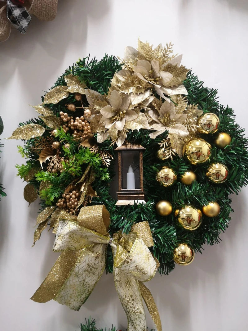 Christmas Wreath for Front Door Red Gold Window Wall Door Decorations Christmas Garland Ornament