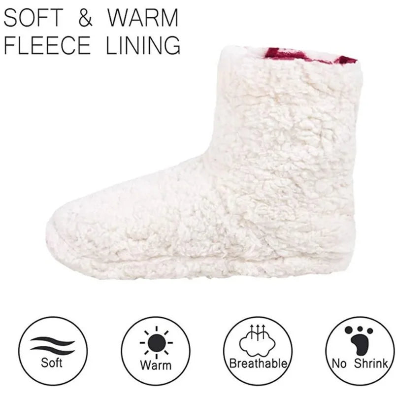 Winter Warm Slipper Womens House Fluffy Christmas Elk Fur Cotton Plush Skid Anti Indoor Flat Fuzzy Female Shoes Home Boots