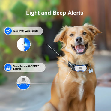 Smart Waterproof GPS Tracker for Dogs and Cats with Beep Sound, Light, Optional Collar and Low Service Fee for Safe Tracking