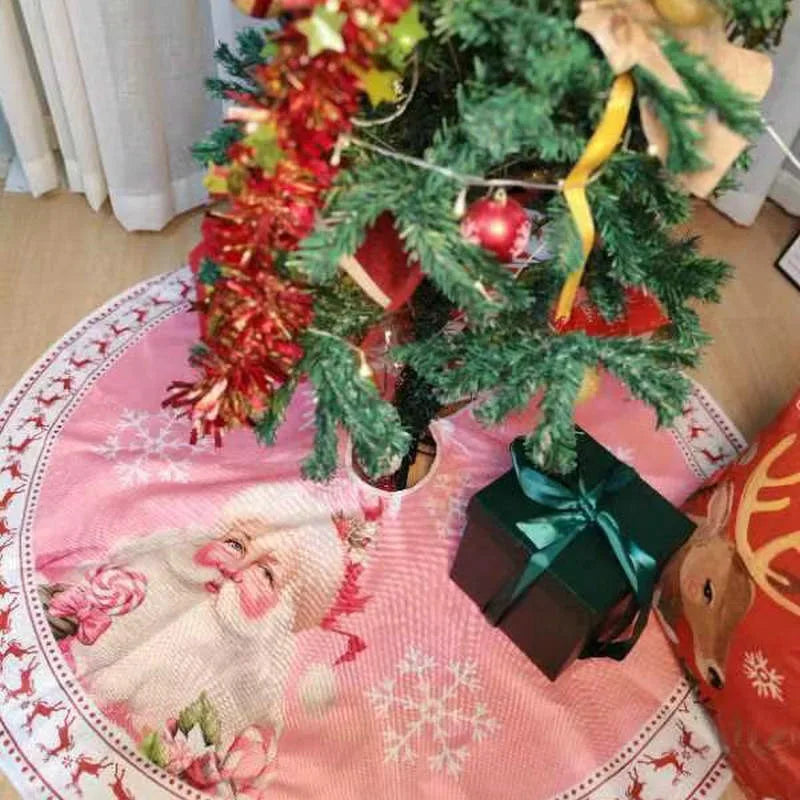 Christmas Tree Skirt Decoration Santa Claus Snowman Snowflake Xmas Tree Skirt