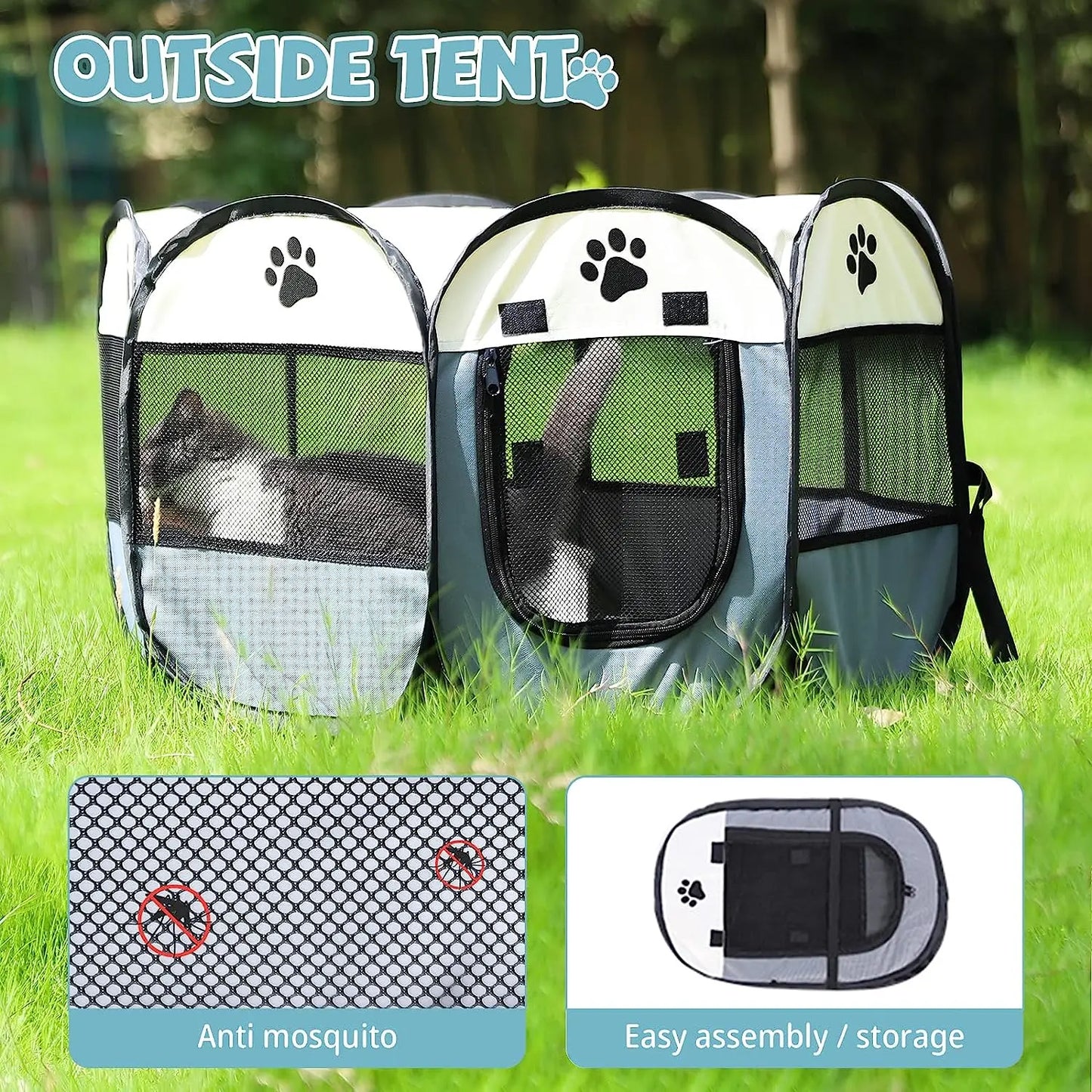 Foldable Cat Cage Fence Dog House Portable Folding Travel Pet Tent Outdoor Travel Camping Dog Crate Easy Operation Dog Cage