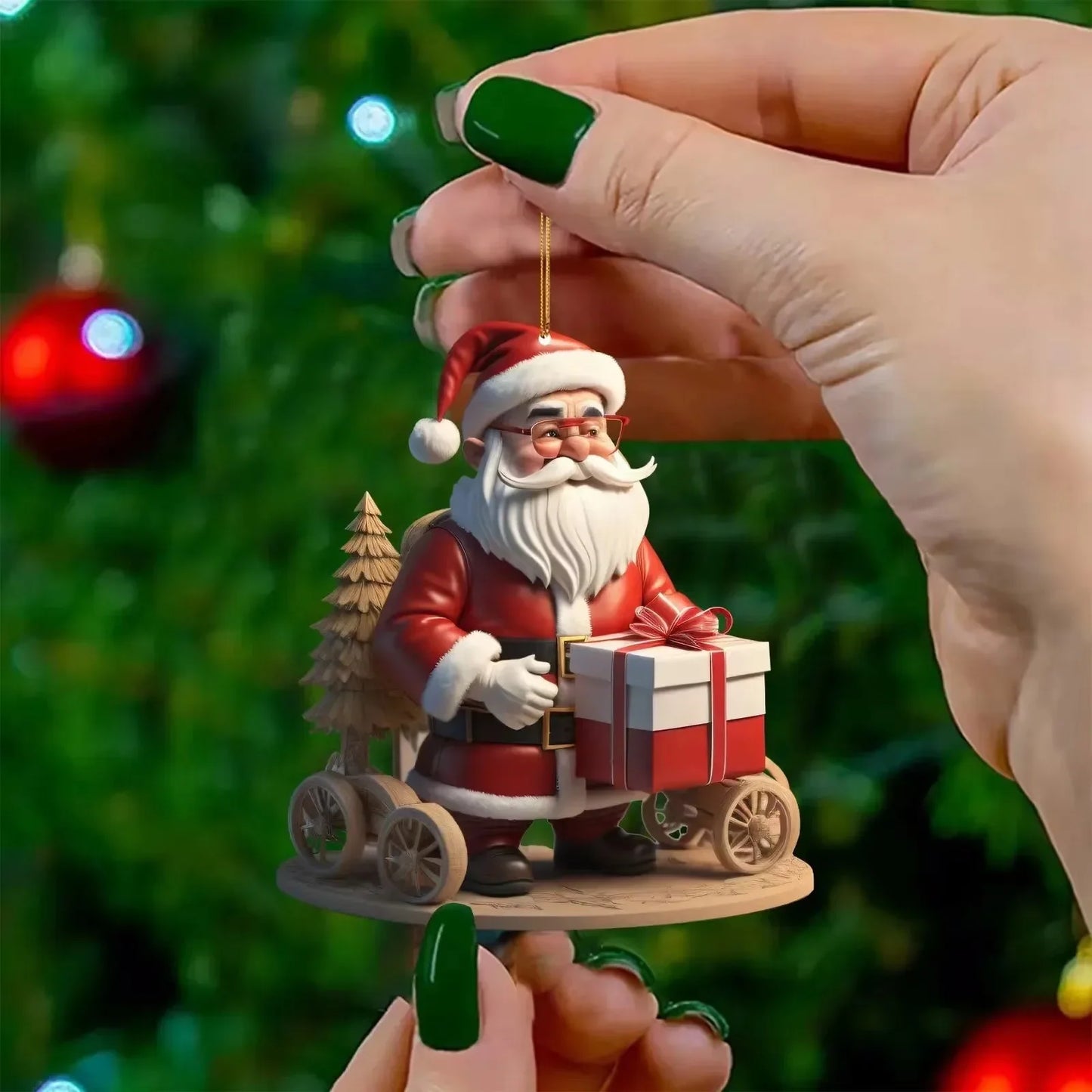 2D Acrylic Flat Christmas Tree Decoration Cartoon Santa Claus Snowman Doll Christmas Ornaments Decor