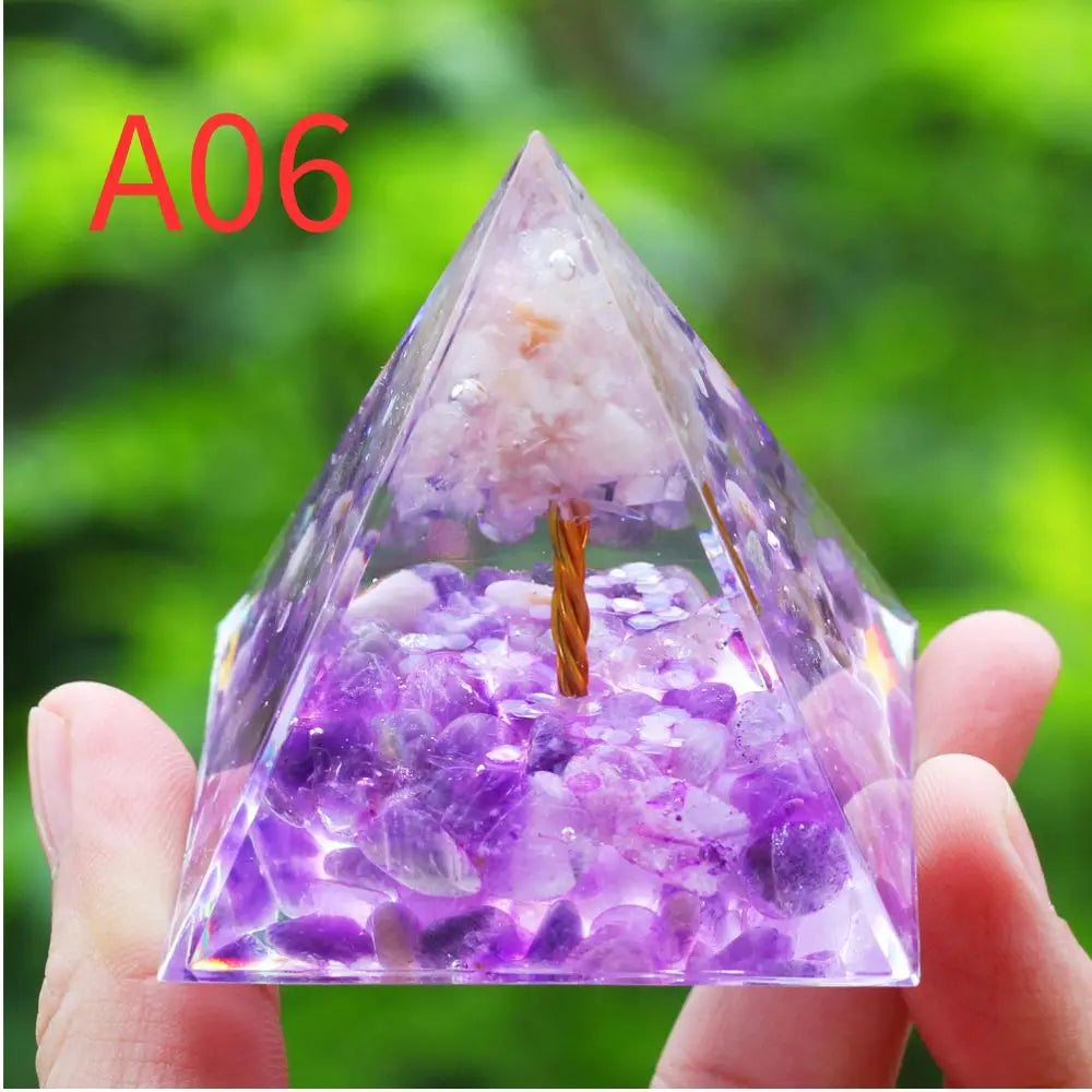 Crystals Stone Orgone Pyramid Energy Generator Natural Amethyst Peridot Reiki Chakra Meditation Tool Room Decor Christmas Gifts