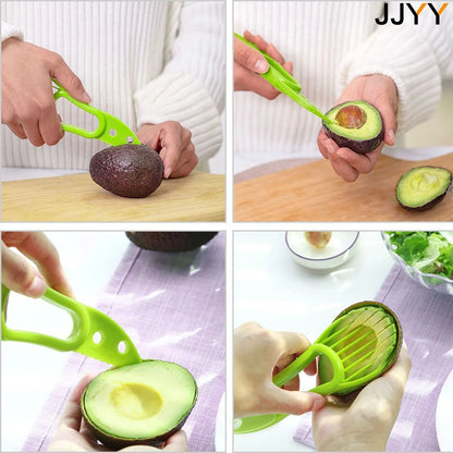 JJYY 3 In 1 Avocado Slicer Shea Corer Butter Fruit Peeler Cutter Pulp Separator Plastic Knife Kitchen Vegetable Tools