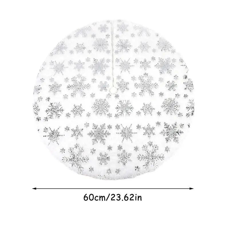 60cm Christmas Tree Skirt Beaded Snowflake Sparkle Tree Skirt  Plush Tree Skirt Christmas White Tree Skirt Decoration