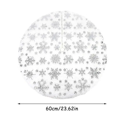 60cm Christmas Tree Skirt Beaded Snowflake Sparkle Tree Skirt  Plush Tree Skirt Christmas White Tree Skirt Decoration