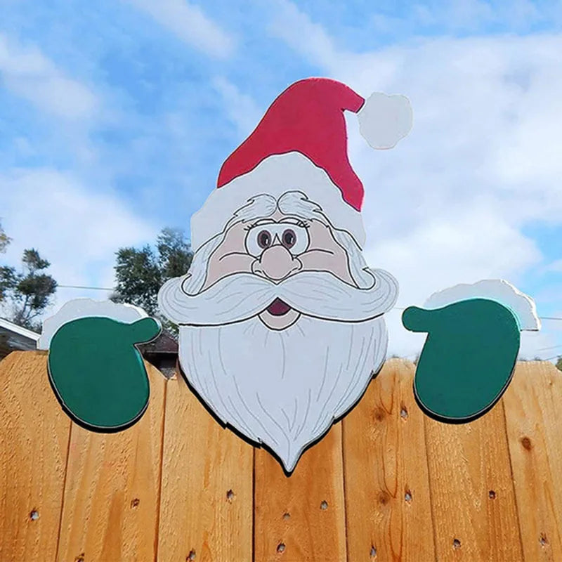 New year Santa Claus fence peeps Christmas decoration outdoor holiday occasion home garden