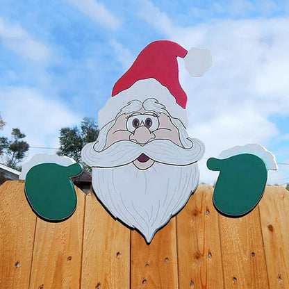 New year Santa Claus fence peeps Christmas decoration outdoor holiday occasion home garden