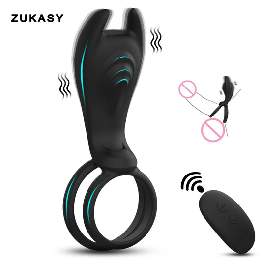 Vibrating Cock Ring Delay Ejaculation Remote Control Penis Ring Sex Toys for Men Couples Dual Penisring for Adults Cockring