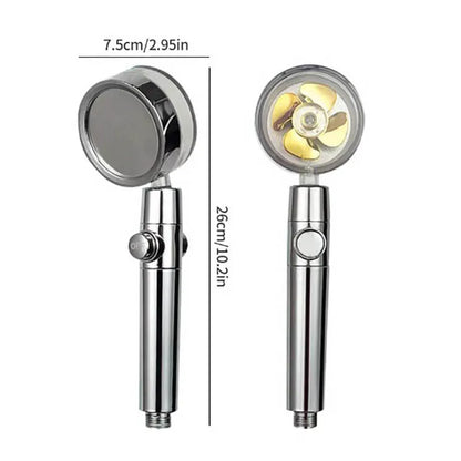 Pressurized Shower Head Water Saving 360 Rotating Twin Turbo Pressurized Propeller Fan Shower Head Bathroom Accessories