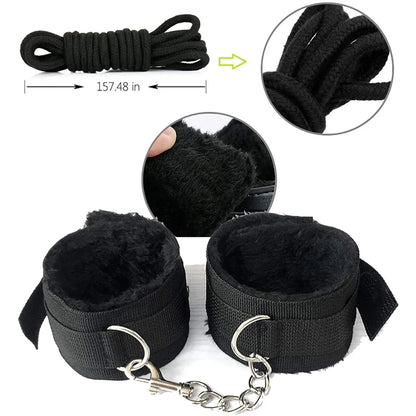 Sex Toys Nylon BDSM Kit Plush Sex Bondage Sex Toys for Women Set Handcuff Exotic Sex Games Whip Nipple Clamp Adult Sexy Toys 18