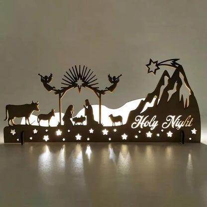 Nativity Scene Tealight Holder Metal Silhouette Wooden Candle Holder Birth Of Jesus Ornament Christmas Gifts Crafts Home Decor