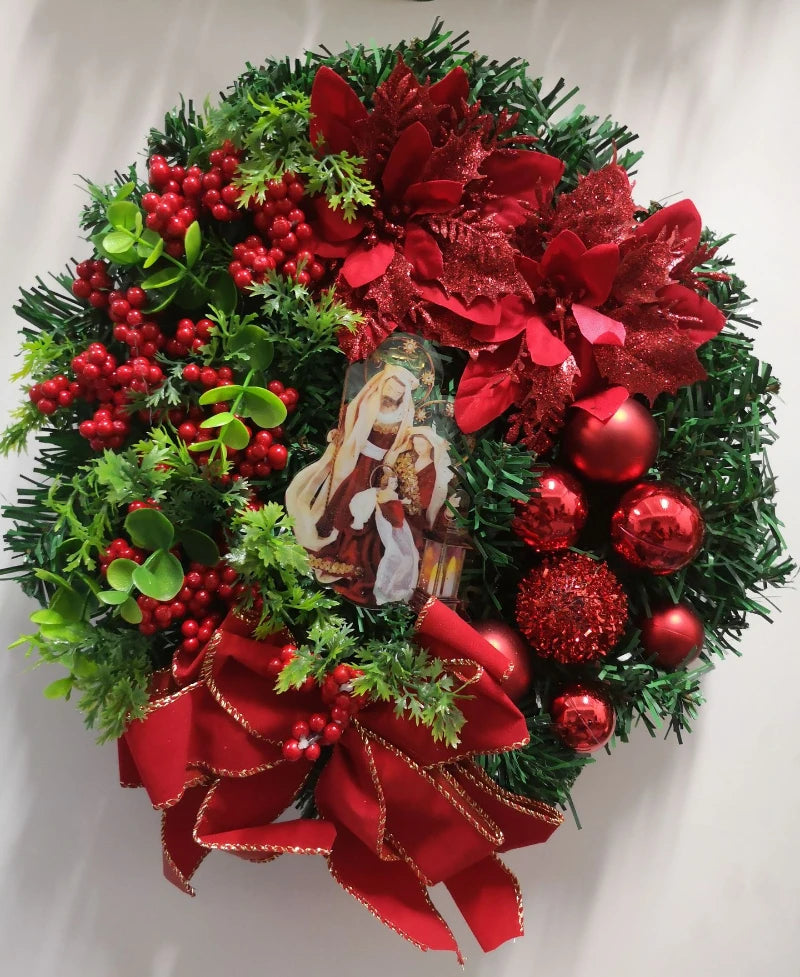 Christmas Wreath for Front Door Red Gold Window Wall Door Decorations Christmas Garland Ornament