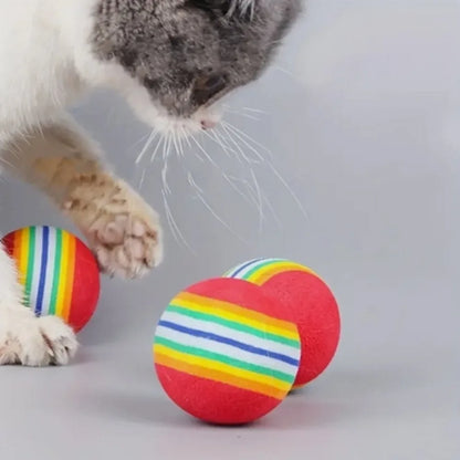 Pet Rainbow Ball Colorful Balls Cat Toy Balls EVA Foam Cotton Balls Pet Toy Balls Small Dog Supplies