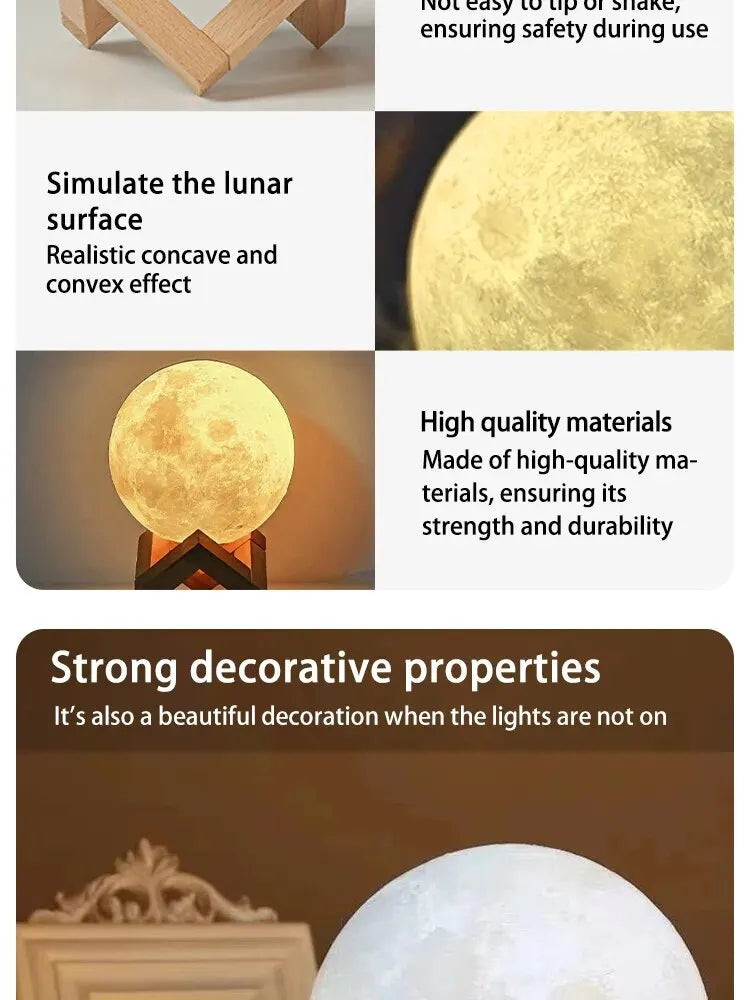 8 cm DIY Planet Lamp Moon Galaxy Night Light Art Painting Graffiti Birthday Gift Bedroom Living Room Decoration (With Stand)