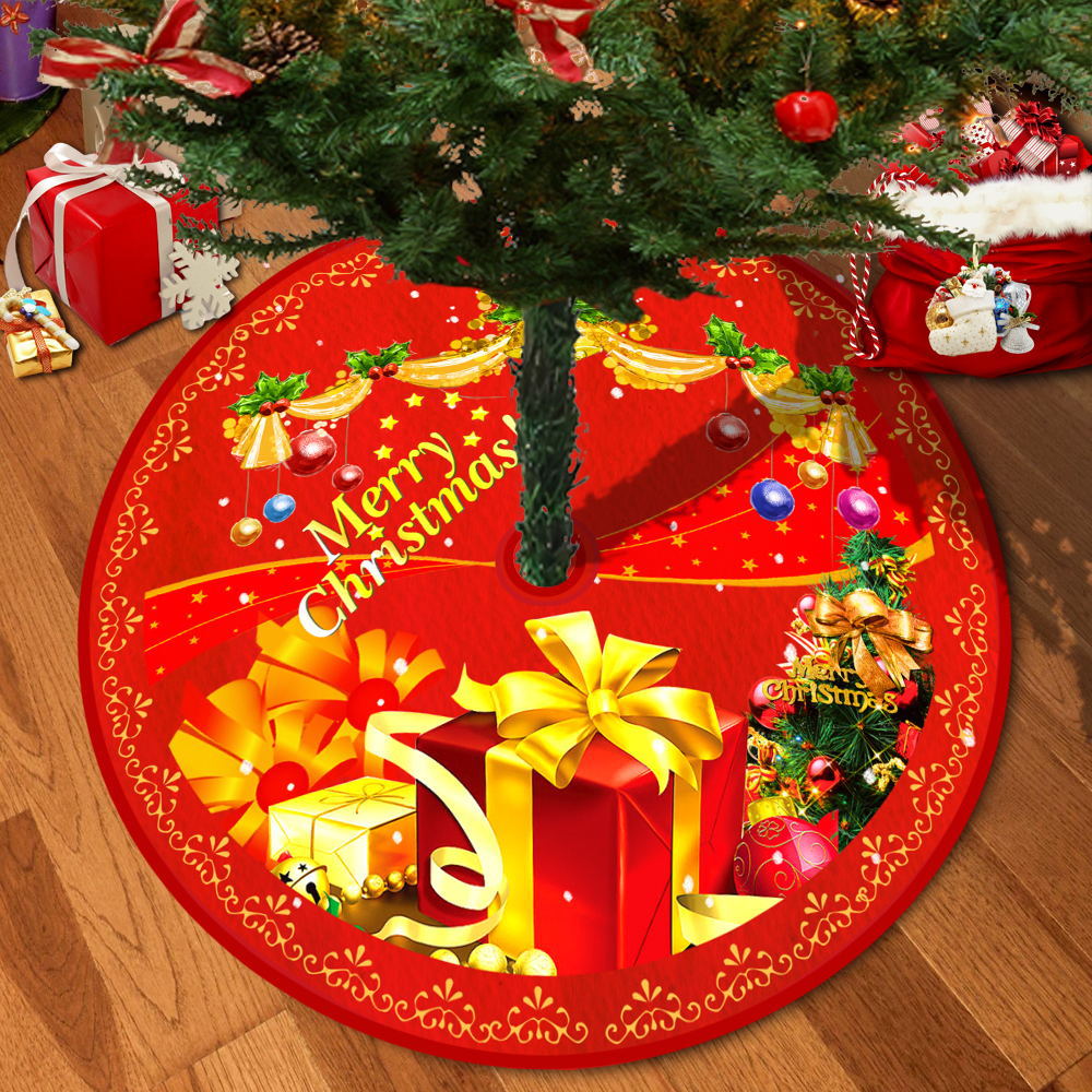 72/92/122Cm Christmas Tree Skirt Red Christmas Tree Foot Cover Santa Claus Snowflake Christmas Tree Carpet Base Mat Decorations