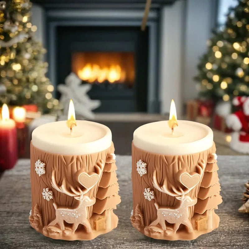 Christmas tree carving pattern candle reindeer, snowflake, Elk candle Christmas gifts