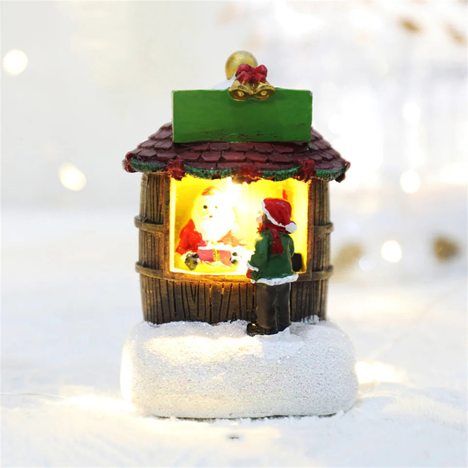 Snowman Santa Claus Hot Air Balloon Christmas LED Light Cabin Decoration Christmas Glowing Ornaments Christmas Decorations