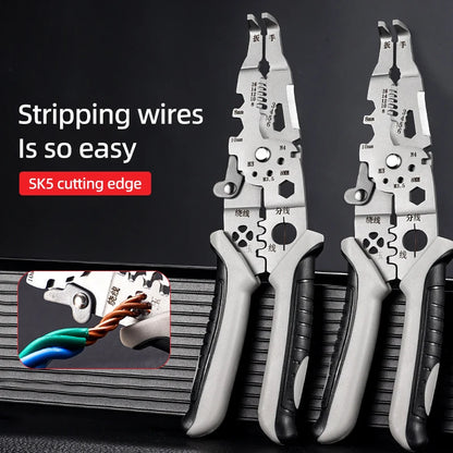 Electrician Specific Wire Stripping Pliers Multifunctional Electricians Maintenance Anti-Slip Stripper Cable Crimper Pliers Tool