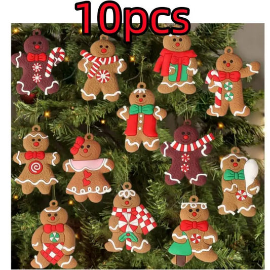 Gingerbread Man Ornaments Xmas Tree Hanging Pendant Christmas Decorations for Home New Year Gift l