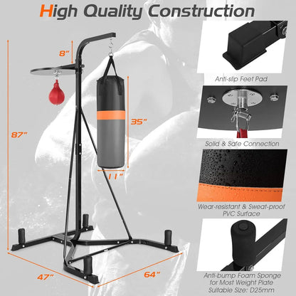 Goplus Punching Bag with Stand for Adults, Free-Standing Heavy Bag Stand with Height Adjustable Speed Bag for Boxing, Sandbag Ra