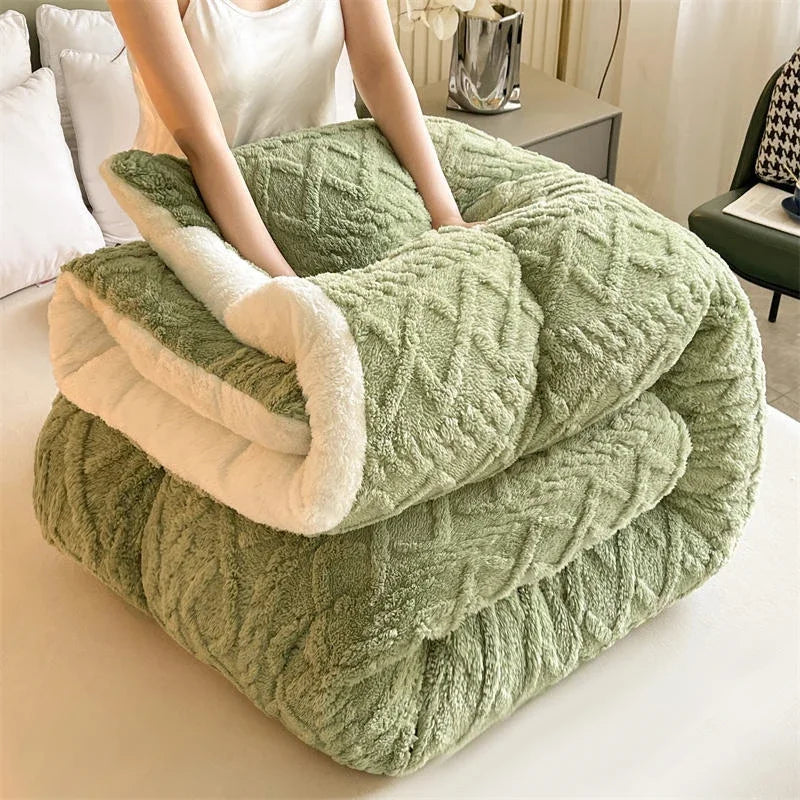 High End Thickened Winter Warm Blankets for Beds Artificial Lamb Cashmere Weighted Blanket Thicker Warmth Duvet Quilt Comforter