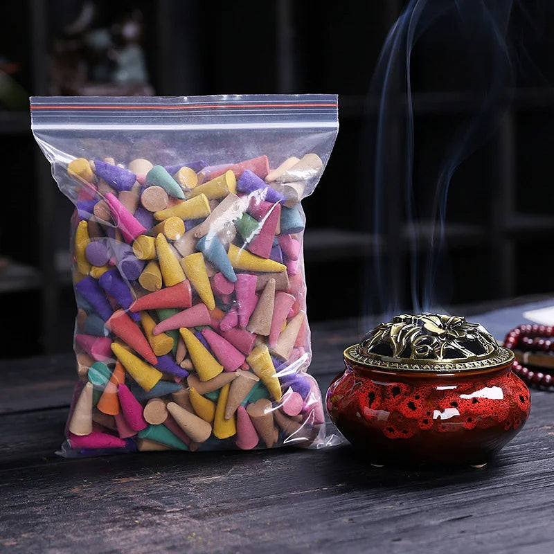 60pcs Mixed Cones Incense Aromatherapy Waterfall Smoke Backflow Natural Sandalwood Granules Yoga Anxiety Relief Fragrance Scents