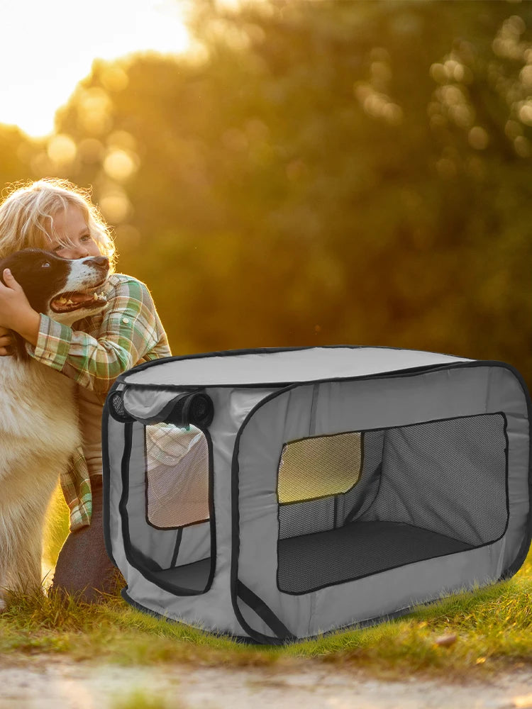 Dog Travel Crate Foldable Pop Up Dog Crate 36.6x20.5x20.5 Inch Portable Puppy Seat Kennel For Indoor Outdoor Puppy Cat Pet Tent