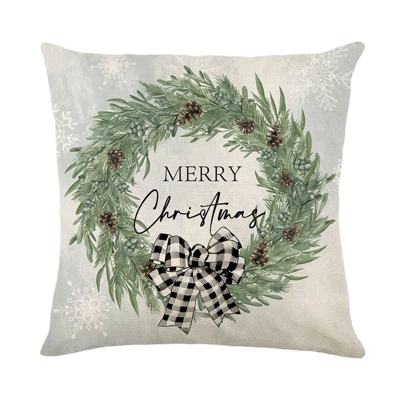 Linen Christmas Pillow Cover Snowman Elk Pillow Case Christmas Decoration for Home New Year Sofa Car Cushion Cover 45x45cm