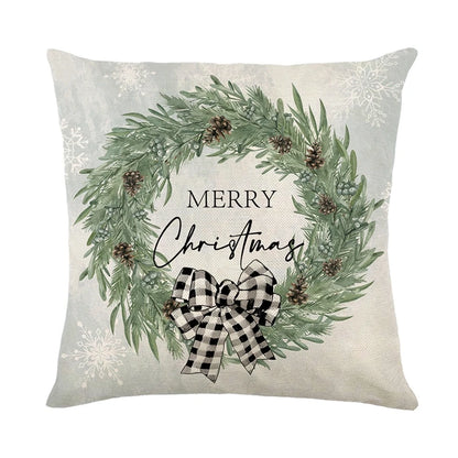 Linen Christmas Pillow Cover Snowman Elk Pillow Case Christmas Decoration for Home New Year Sofa Car Cushion Cover 45x45cm