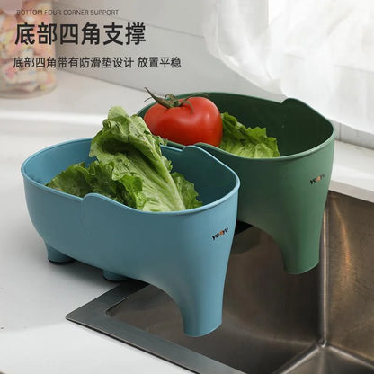 Sink Strainer Elephant Sculpt Leftover Drain Basket Fruit and Vegetable Washing Basket Hanging Drainer Rack Kitchen Accessories