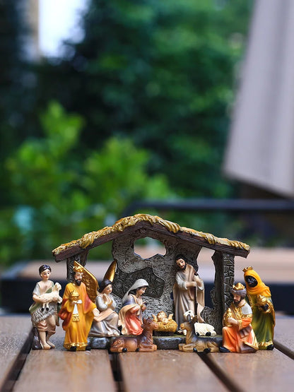 Scene of the Birth of Jesus Statue Set, Nativity Manger, Resin Crafts, Home Ornament Figures, Christmas Decoration