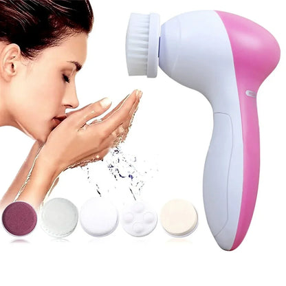 Electric 5 In 1 Facial Brush Facial Massage Spa Skin Instrument Vacuum Pore Cleaner Meter Blackhead Cleaning Cleanser Tools