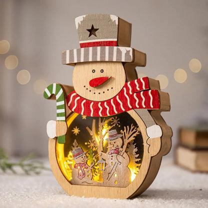 Creative Santa Snowman Ornament Household Led Lighted Wooden Christmas Decorations Durable Portable Christmas Light