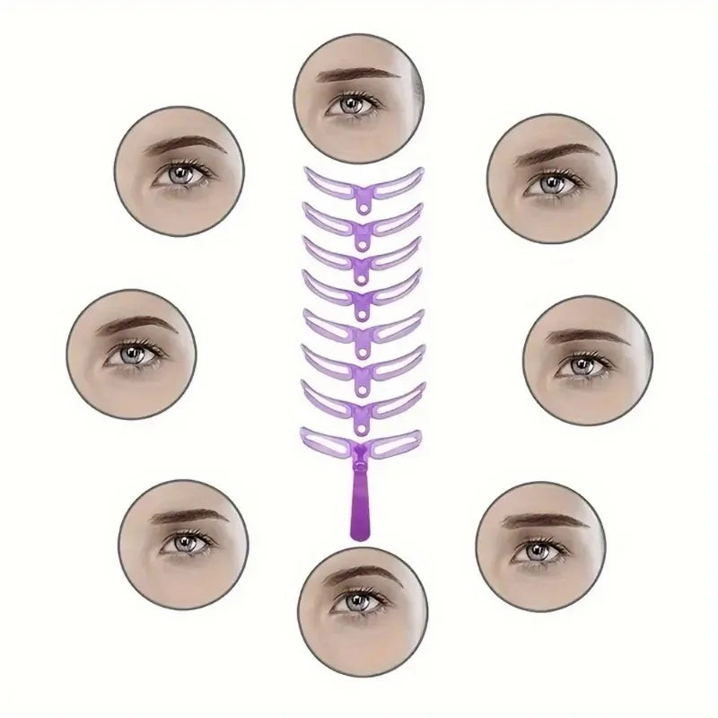 8-Piece Lazy Stereoscopic Eyebrow Drawing Cards - Hand-Held and Head-Worn Eyebrow Shaping Stencils - Perfect Eyebrow Makeup Tool