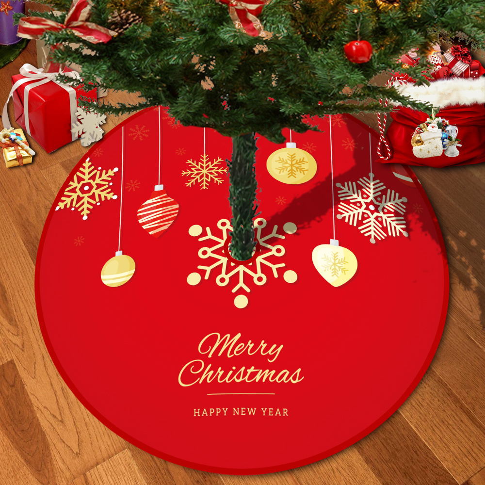 72/92/122Cm Christmas Tree Skirt Red Christmas Tree Foot Cover Santa Claus Snowflake Christmas Tree Carpet Base Mat Decorations