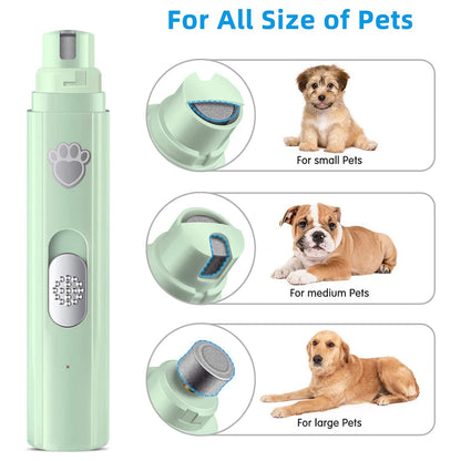 Electric Dog Nail Grinder with Polisher Wheel LED Light Pet Nail Clipper USB Rechargeable 2-Speed Pet Nail Trimmers for Cat Dog