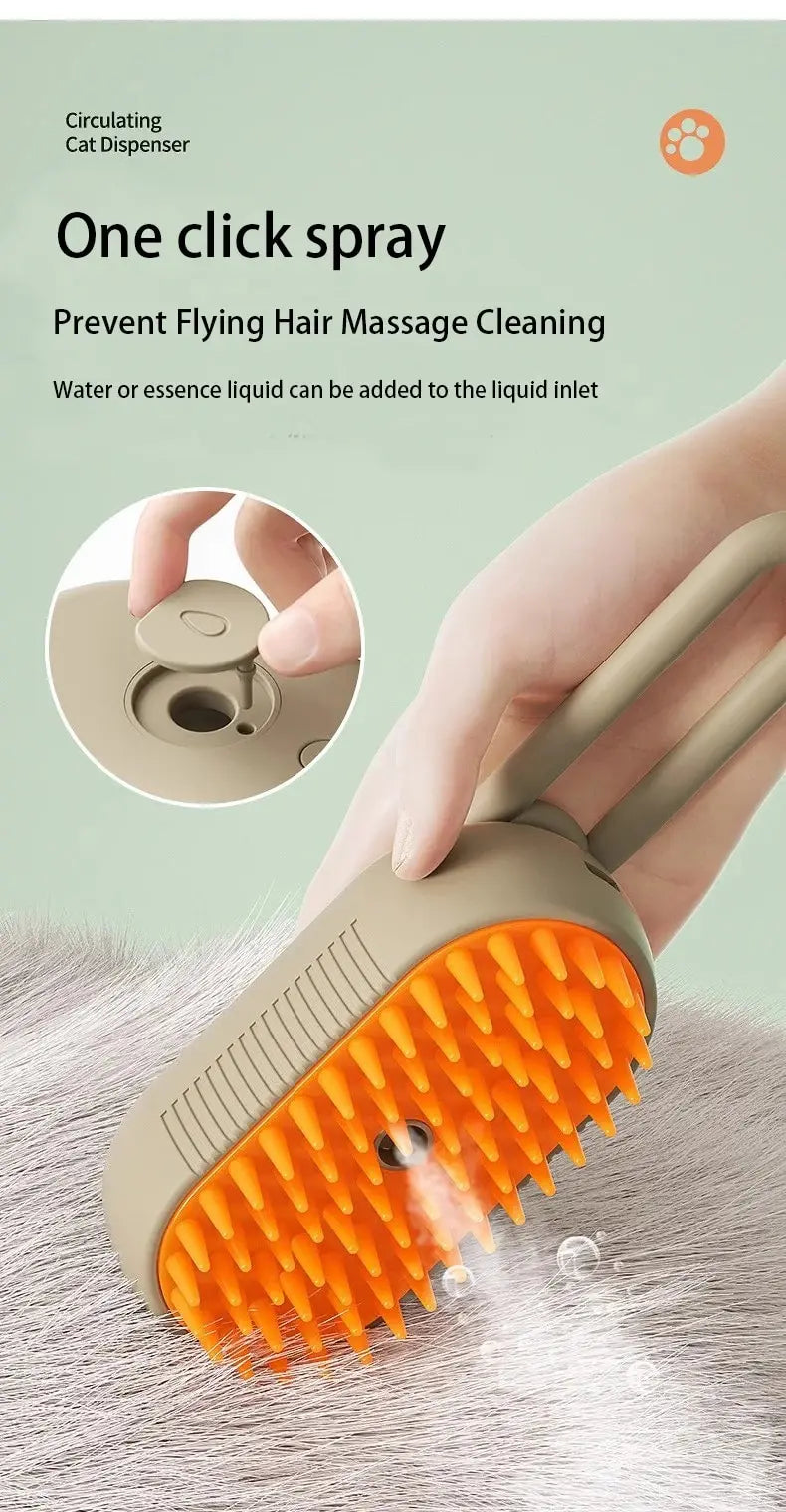 Cat Dog Pet Spray Massage Brush One Button Steam Spray Folding Rotatable Floating Hair Bath Hair Removal Brush Comb