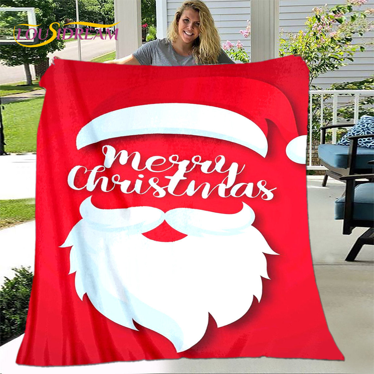 Merry Christmas New Year Cartoon Blanket,Flannel Blanket Throw Blanket,Warm Blanket for Living Room Bedroom Beds Sofa Party Gift